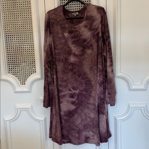 Purple Tie Long Sleeve Dress